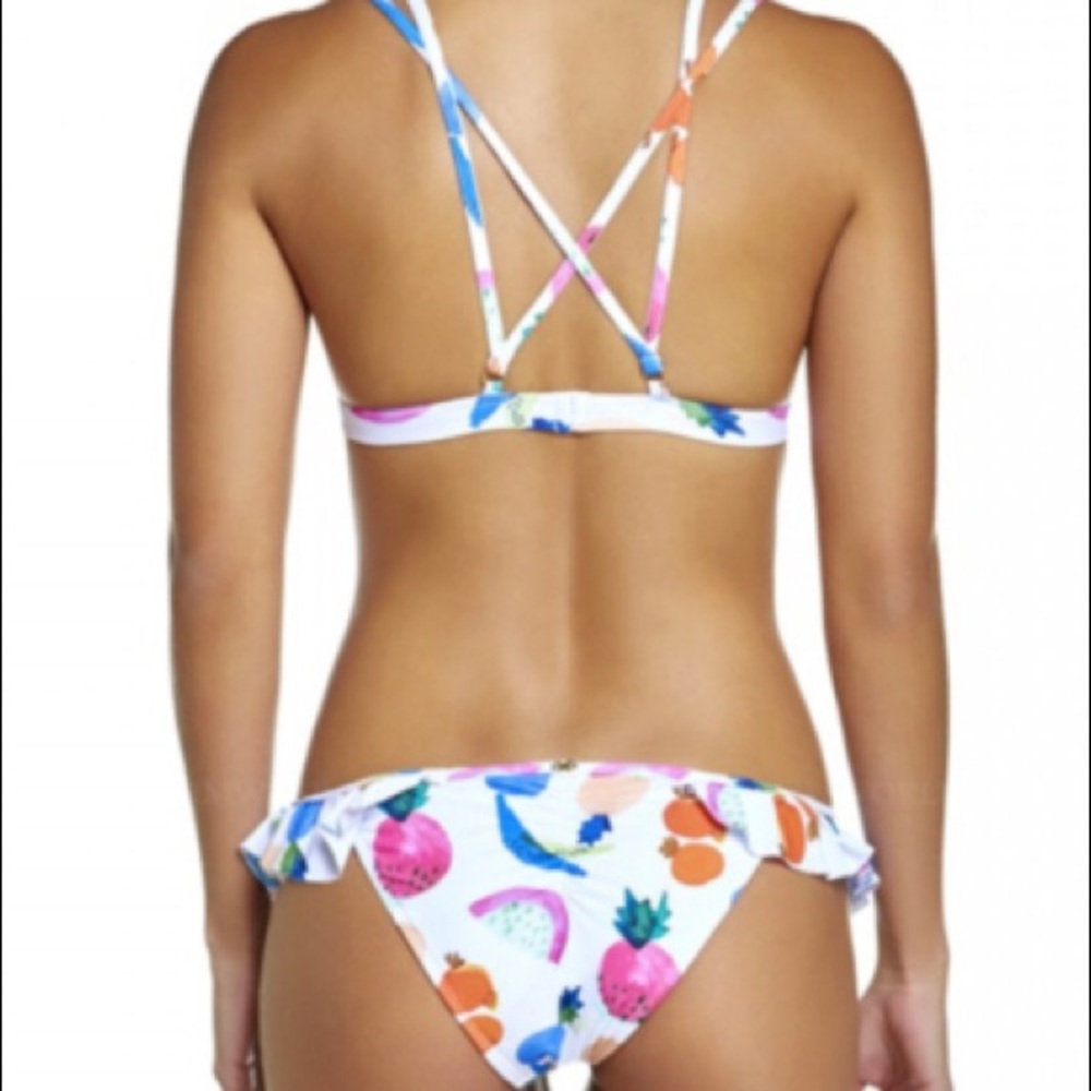 Stasia Fruit Ruffle Strappy White Vibrant Bikini M - Picture 8 of 13